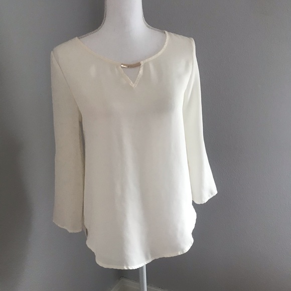 mine Tops - Mine Cream Open Back Chiffon Blouse